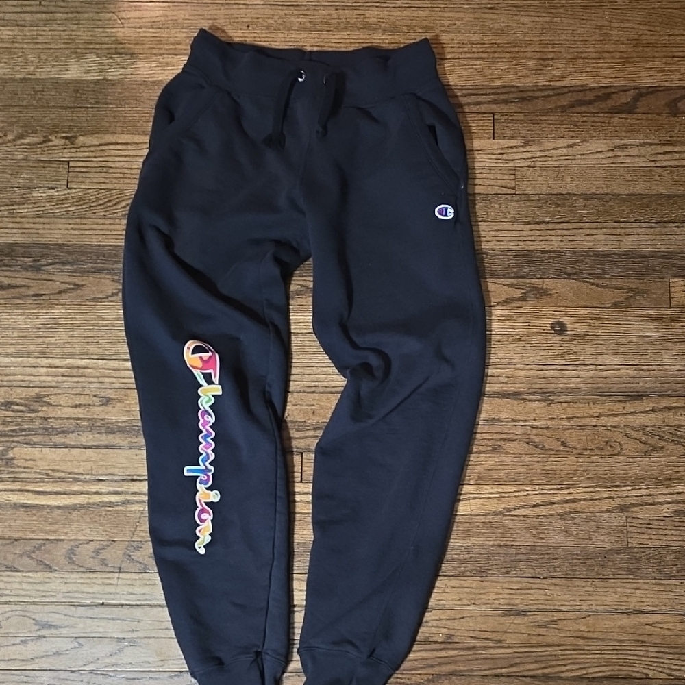 Champion Black Joggers with Multicolor Logo